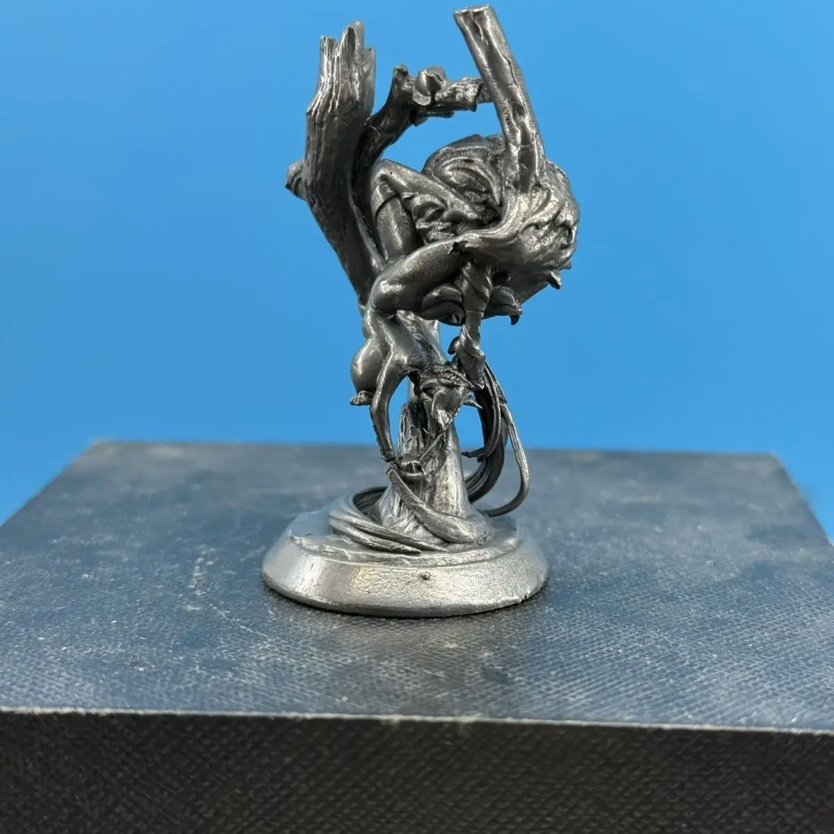 Antique Brass Hanging Nine-Tailed Fox Girl Statue - Mystical Anime Fox Spirit Home Decor Sculpture
