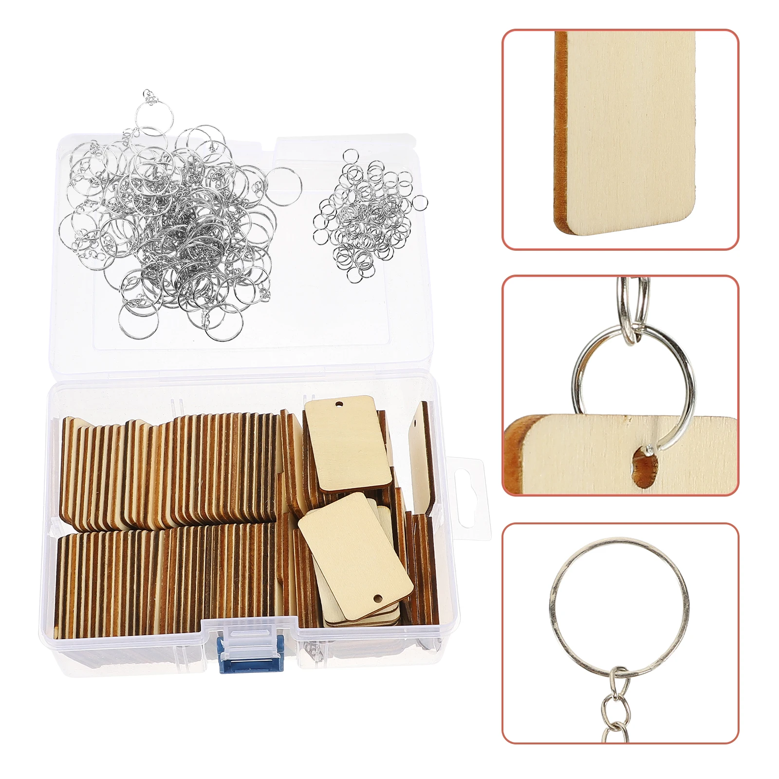 1 Juego de 1 Juego de llaveros en blanco de madera, artesanías de grabado Diy sin terminar para llaveros, etiquetas de nombre, decoraciones navideñas ligeras