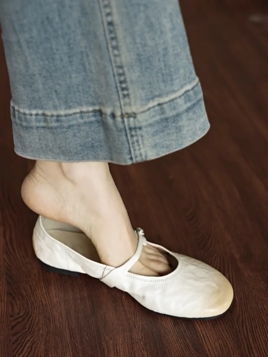 soft-bottom-round-toe-comfortable-leather-mary-jane-ballet-flat-women's-retro-strap-lightweight-flat-heel-slip-on-shoes