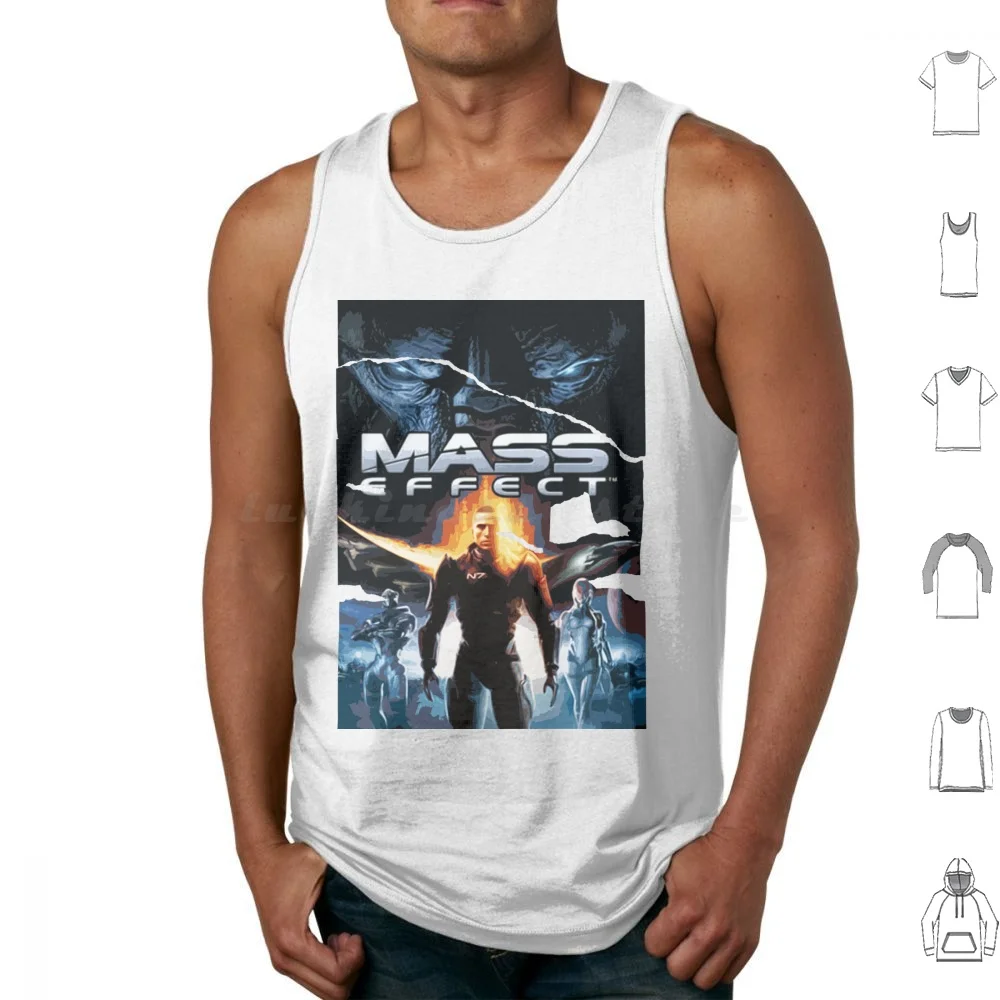 Original Release Poster Effect Mass Space Shepard Leigon N7 Turian Asari Quarian Tank Tops Print Cotton Mass