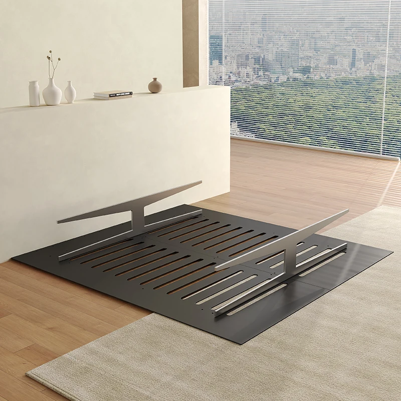 

Wabi Sand Wind Carbon Steel Suspended Bed Zero Formaldehyde Stainless Steel No Bedside Shelf Bed Master Bedroom Queen Bed Induct