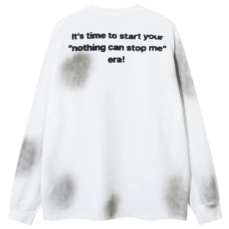 Hip Hop Men Shirt Grunge Graffiti Planet Graphic Print Tie Dye Oversized Tshirt Streetwear Harajuku Loose Long Sleeve Tee Tops