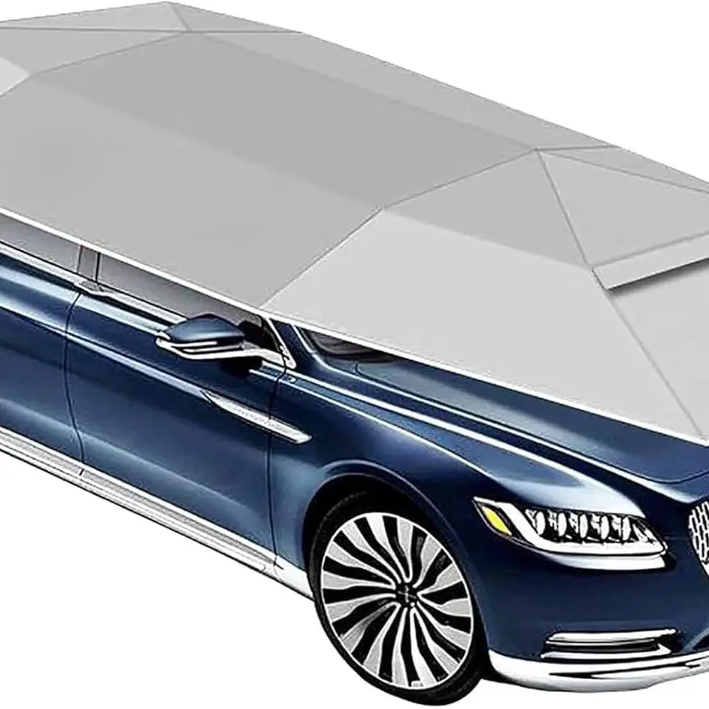 

Portable Car Shelter, Remote-Controlled Carport, Outdoor Car Cover, Large Grey 4.6m