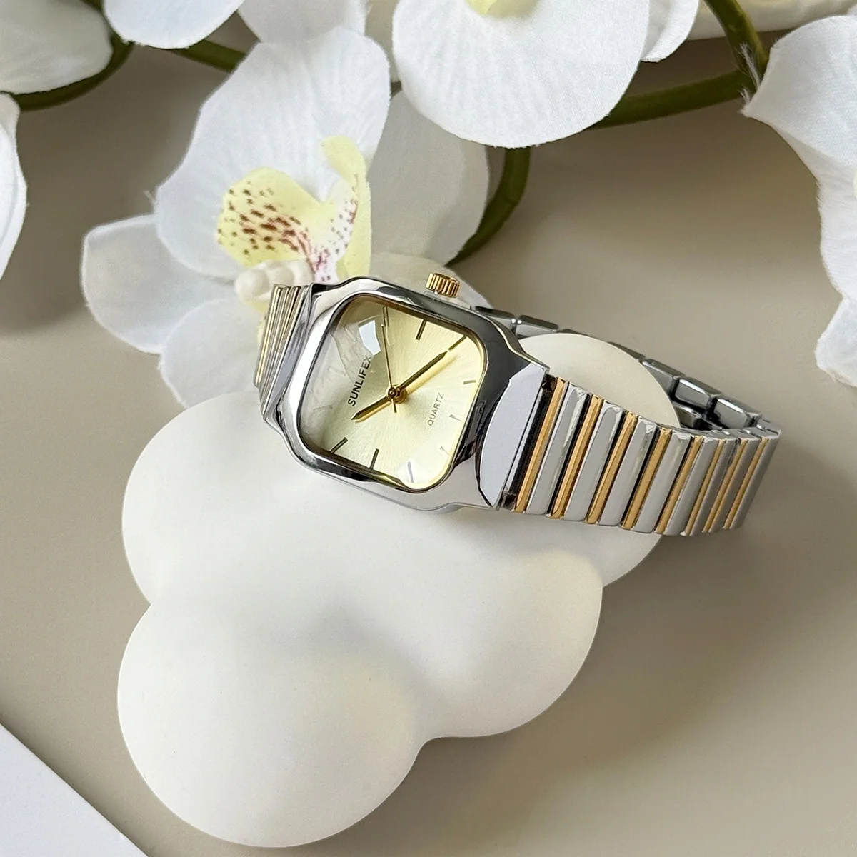 Sunlifex novo relógio de quartzo feminino luxo pulseira aço inoxidável relógios femininos original mostrador quadrado relógio de pulso presente reloj mujer