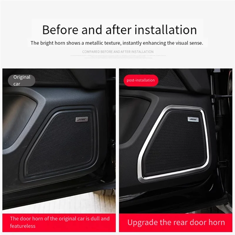

For Porsche Macan 2015-2021 Silver ABS Door Speaker Horn Ring Frame Cover Trim Parts