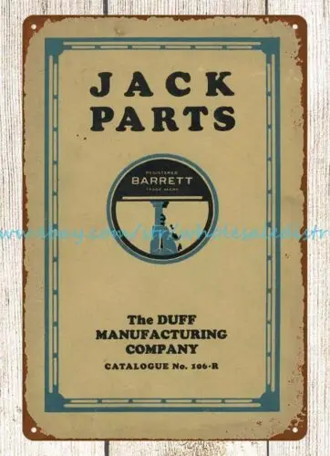 1923 Duff Jack Parts heavy duty lifting devices railroad mining metal tin sign