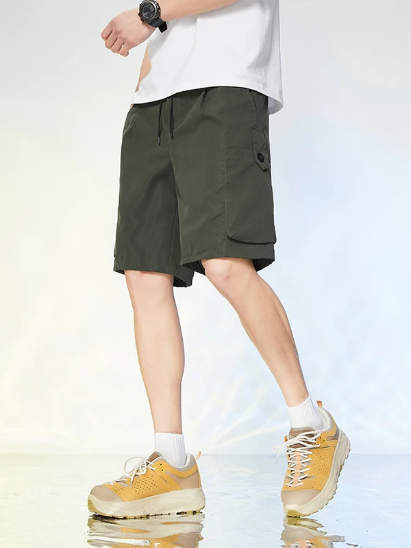 

Мужские летние брюки из ледяного шелка свободного кроя, модные повседневные спортивные брюки-карго, тонкие прямые брюки длиной до колена