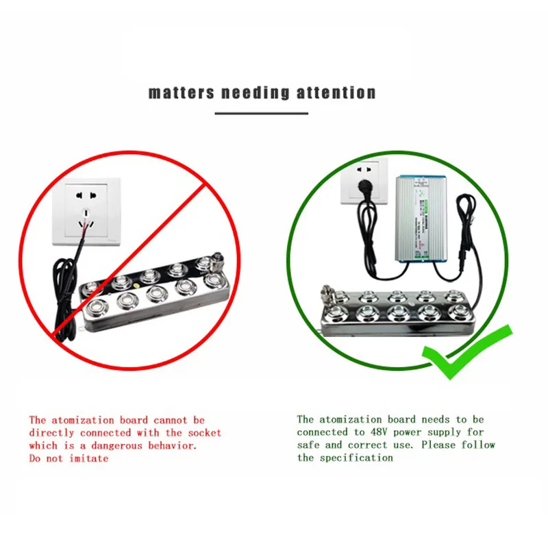 산업용 가습기 DC48V 초음파 안개 제조기, 조절 가능한 안개 볼륨 조절기 110V 220V 전원 공급 장치 포함