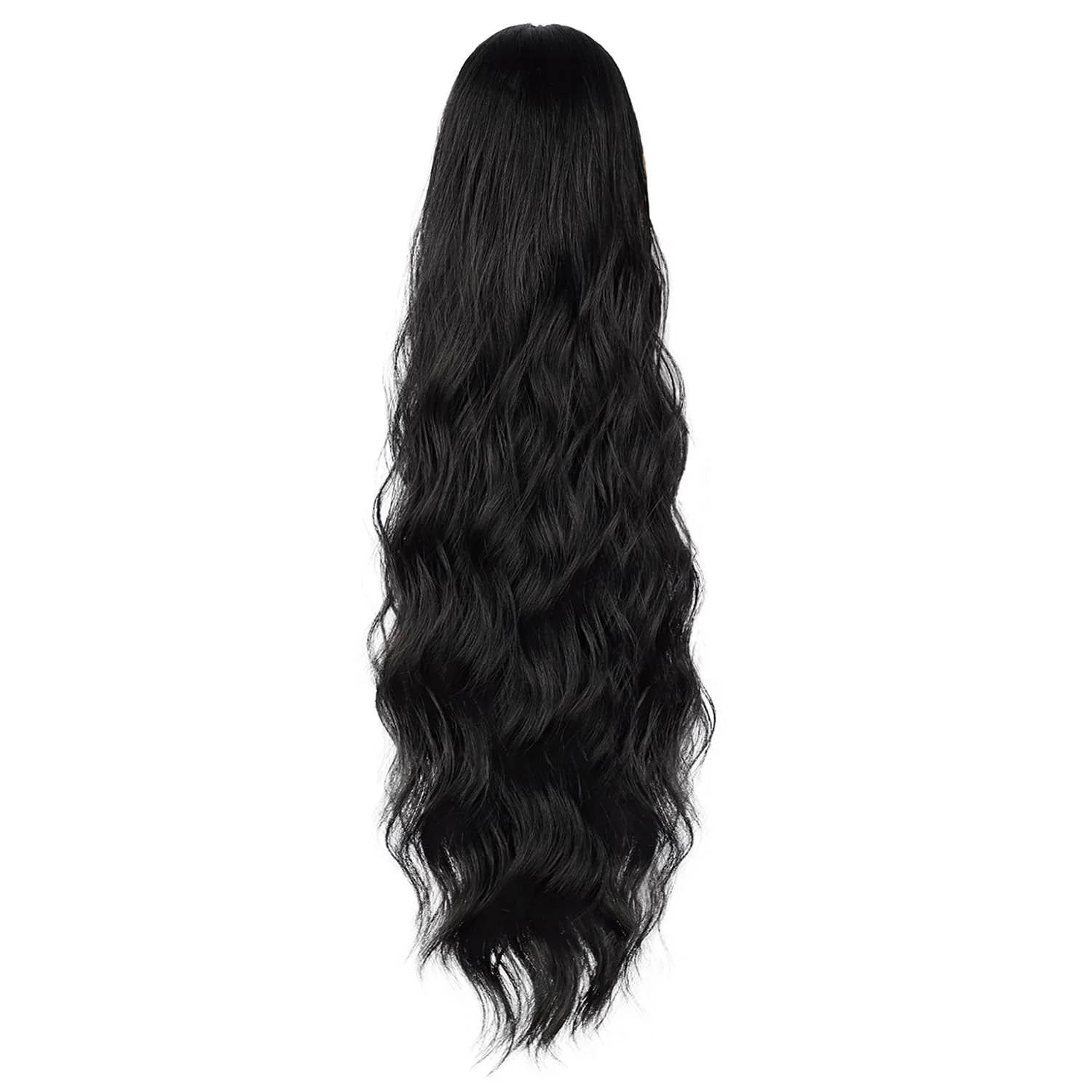 Extensión de cola de caballo con cordón, extensión de cola de caballo negra ondulada de cuerpo largo para mujer, Clip de extensión de cola de caballo de pelo sintético