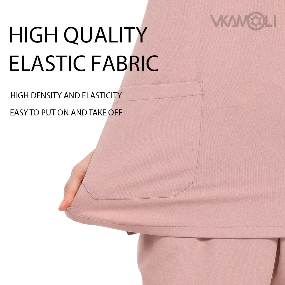 Highend Elastic soft Scrub Suit Hospital Uniform Clinic Operating Room lady Plus Size Medical top & Scrubs Jogger XS-XXL