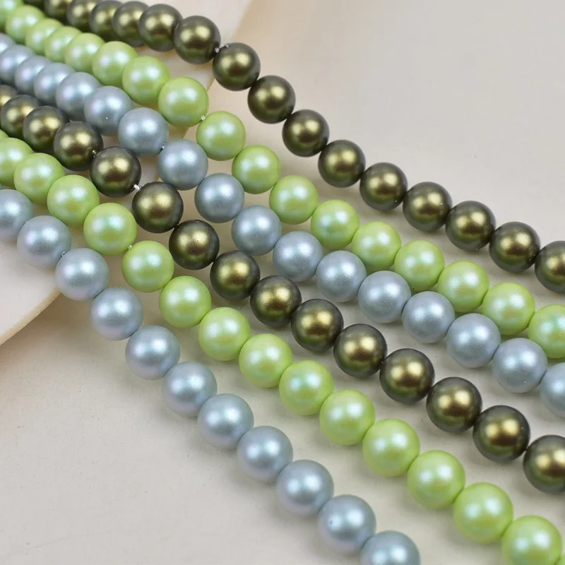 Perles de verre rondes imitation perle Nanyang irisée mate 7A+ pour bijoux DIY, accessoires pour colliers et bracelets faits à la main