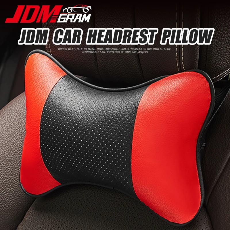 2Pcs Car Neck Pillow PU Leather Universal Headrest Support Cushion Head Pain Relief Comfortable Travel Pad Auto Seat Accessories