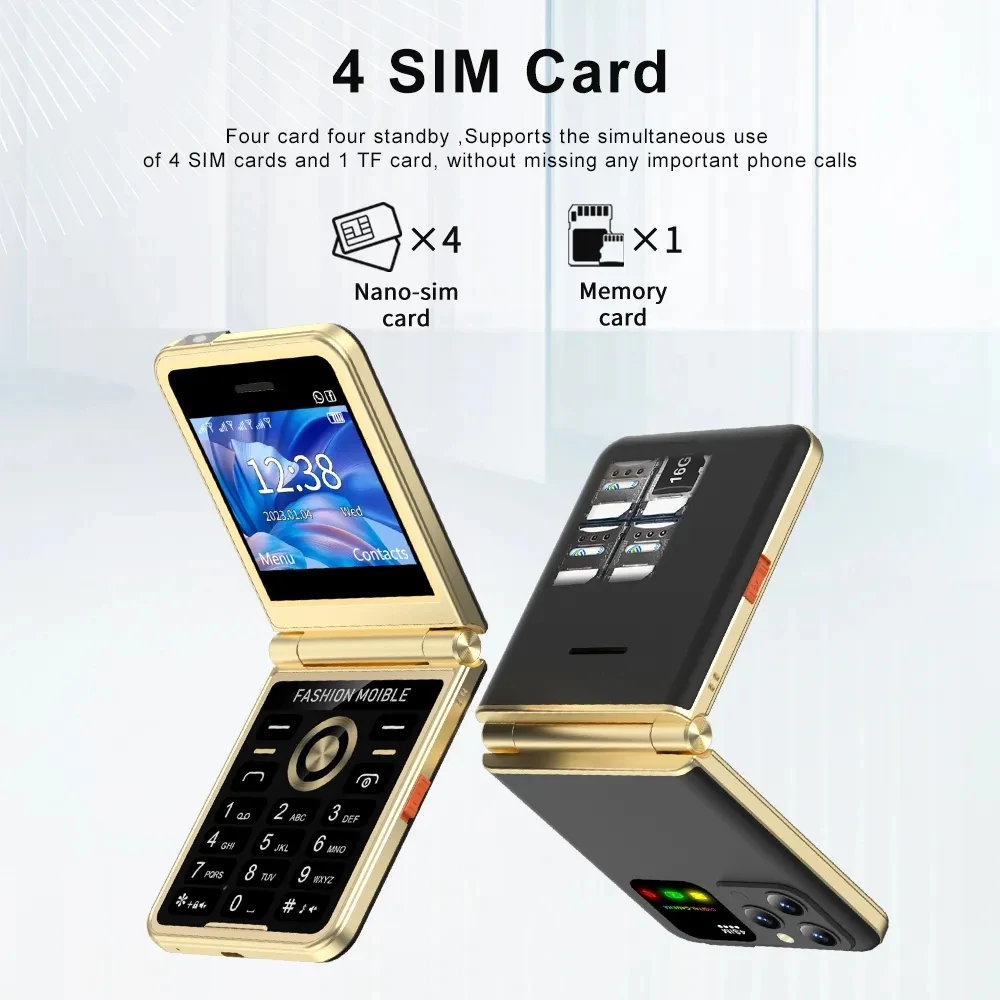 جديد الوجه الهاتف المحمول 4 بطاقة SIM سرعة الاتصال الهاتفي ماجيك صوت مصباح ليد جيب MP3 راديو FM 2.4 "HD شاشة 2G GSM هاتف محمول غير مقفول