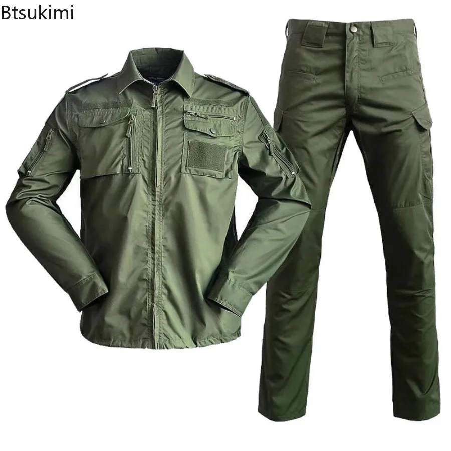 

New Men's Multi Pockets Tactical Suit Lightweight Camouflage Uniform Tops Pants Sets Outdoor Casual Sport Hiking Hunting Clothes