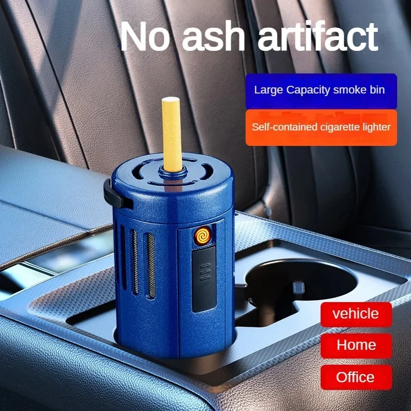 Creative Ashtray Multifunctional Cigarette Lighter USB Tungsten Lighter With Ashtray Portable Car Office Lazy Man Cigarette Cove