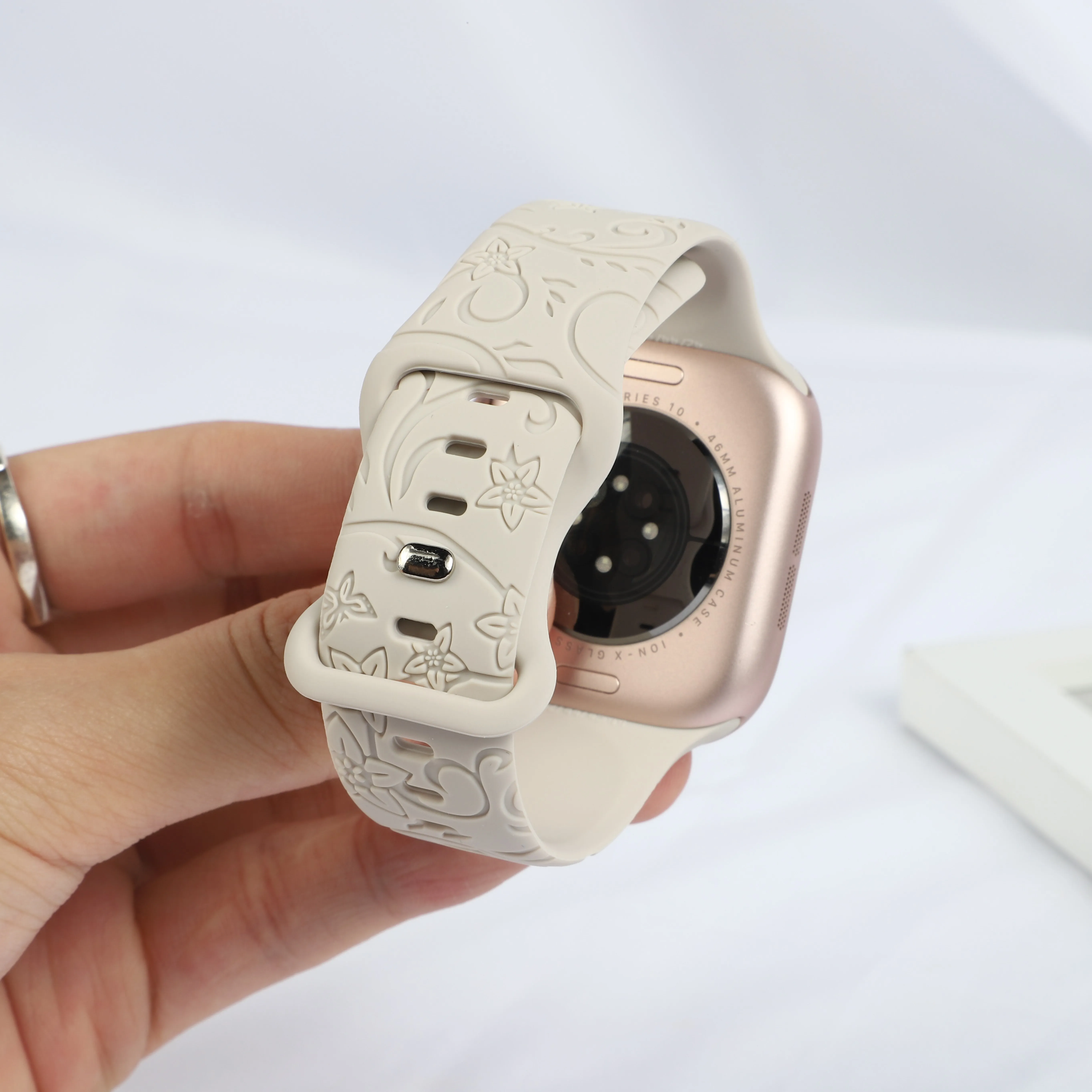 حزام منقوش لساعة أبل 44 مللي متر 42 مللي متر 41 40 مللي متر 45 مللي متر 49 مللي متر 46 مللي متر سوار الأزهار كوريا iwatch سلسلة 11 10 9 7 SE 6 8 Ultra #5