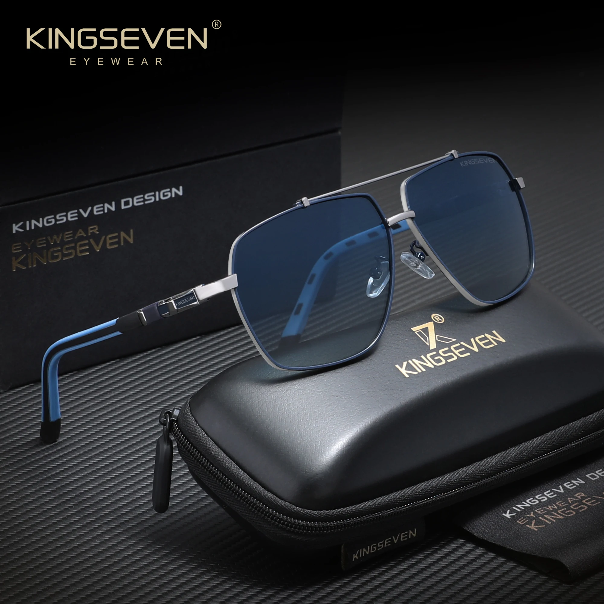 KINGSEVEN Herren-Sonnenbrille aus Aluminium-Magnesium, polarisierte UV400-Fahrbrille, Damen-Brillen
