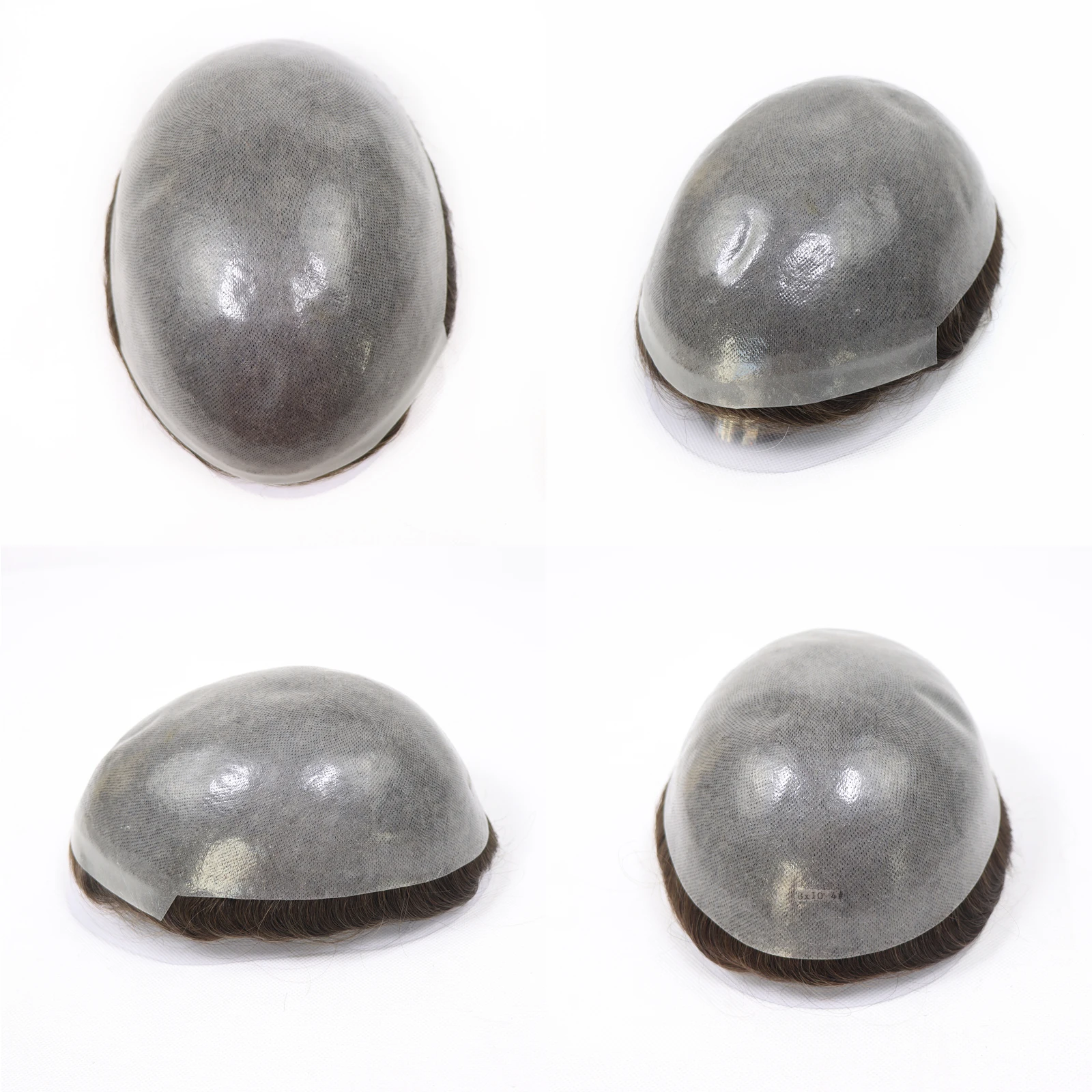 Perruque postiche marron pour hommes, Base en PU, 8x10 pouces, aspect naturel, toupet de remplacement de cheveux 100% naturels, 0.06-0.08mm