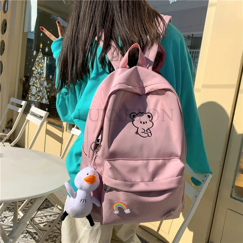 Student Backpack Fashion Solid Laptop Bag Versatile Waterproof Shoulder Bag Female Travel Backpacks for School Bag