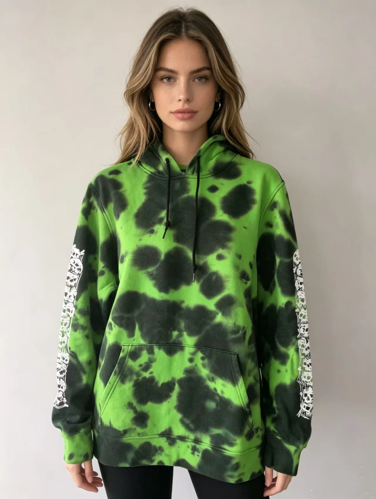 Fenggejiwo unisex tie dye hooded casual sweatshirt washed and worn long sleeved sweatshirt