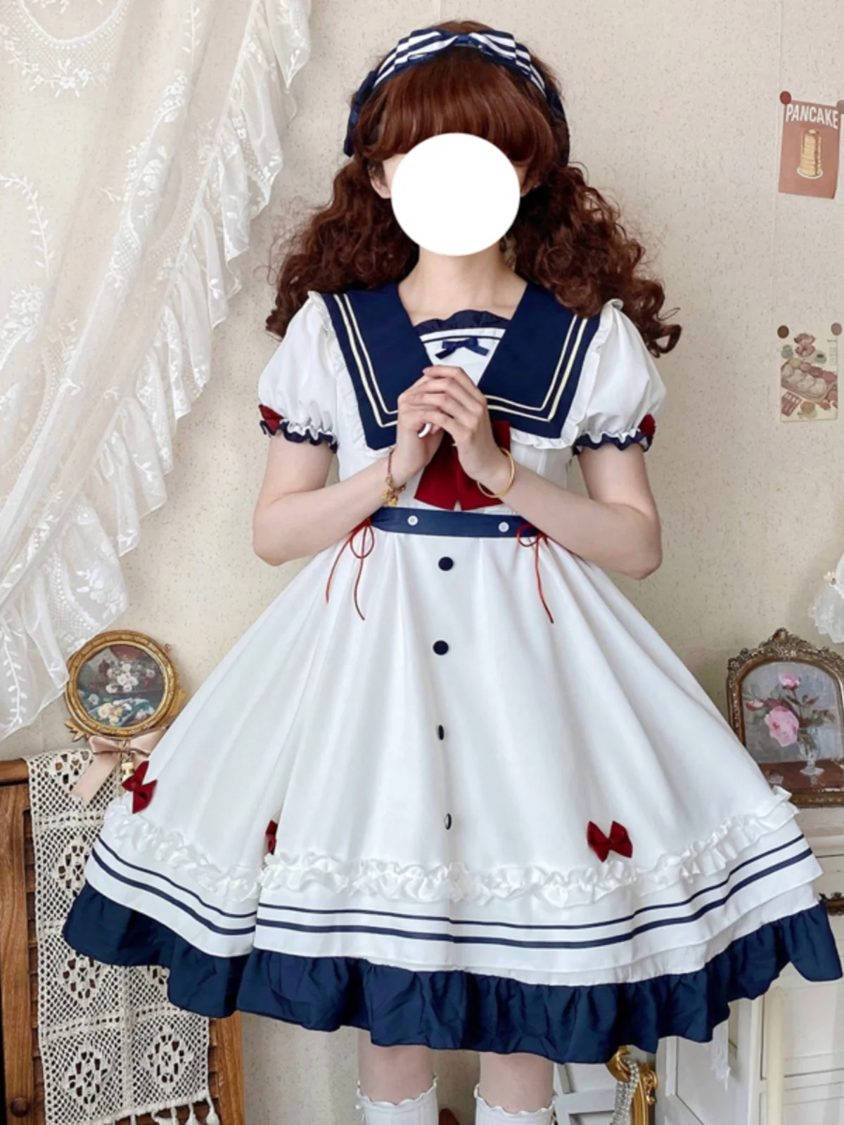 

Original [star Sea] Sailor Collar Long Sleeved Op Lolita Daily Dress Sweet Japanese Girl Tea Party Dress
