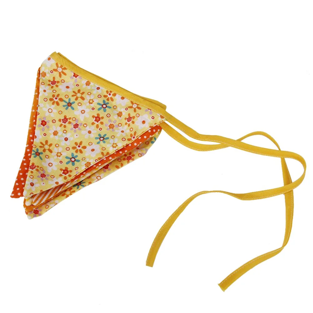 

12Pcs Wedding Banner Triangle Flags Yellow Series Party Decoration Bunting Flags Overlocked String Triangle Banner