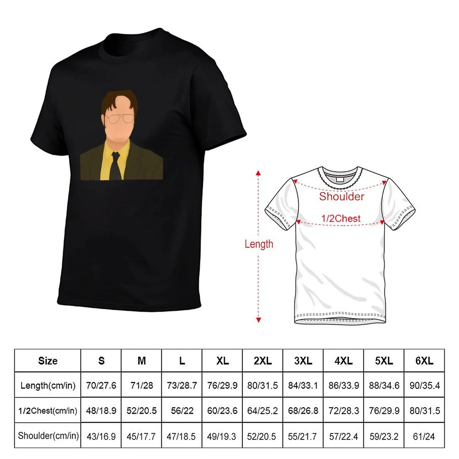 Dwight Schrute Cartoon T-Shirt Short sleeve tee cute tops slim fit t shirts for men