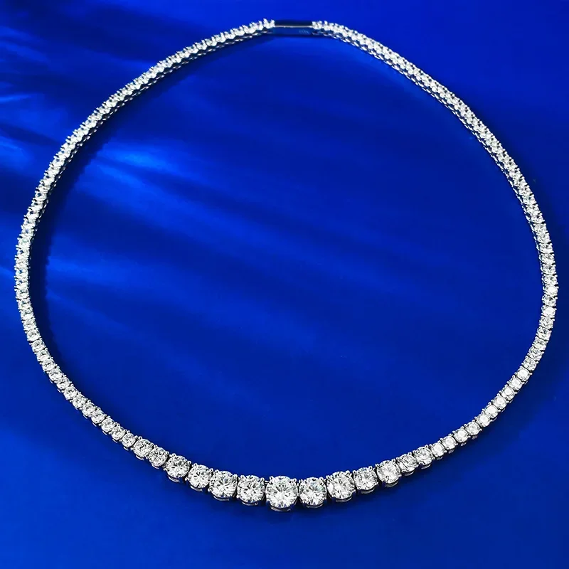 

Trendy Moissanite Diamond Necklace 100% Real 925 Sterling Silver Engagement Wedding Chocker Necklace For Women Bridal Jewelry