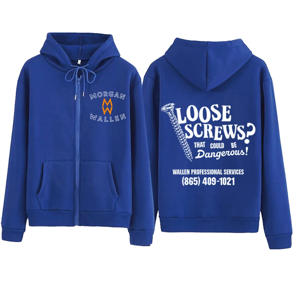 Morgan Wallen Loose Screws Zipper Hoodie  Harajuku Pullover Tops Sweatshirt Streetwear