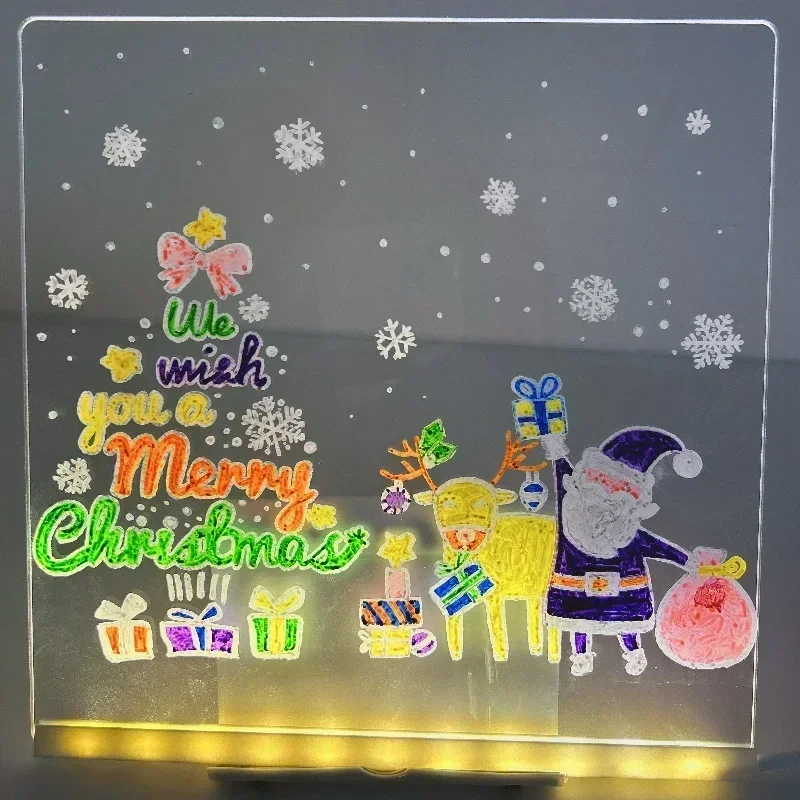 Personalized LED Lamp Acrylic Message Note Board Erasable USB Children‘s Drawing Board Bedroom Night Light Birthday Kids Gift