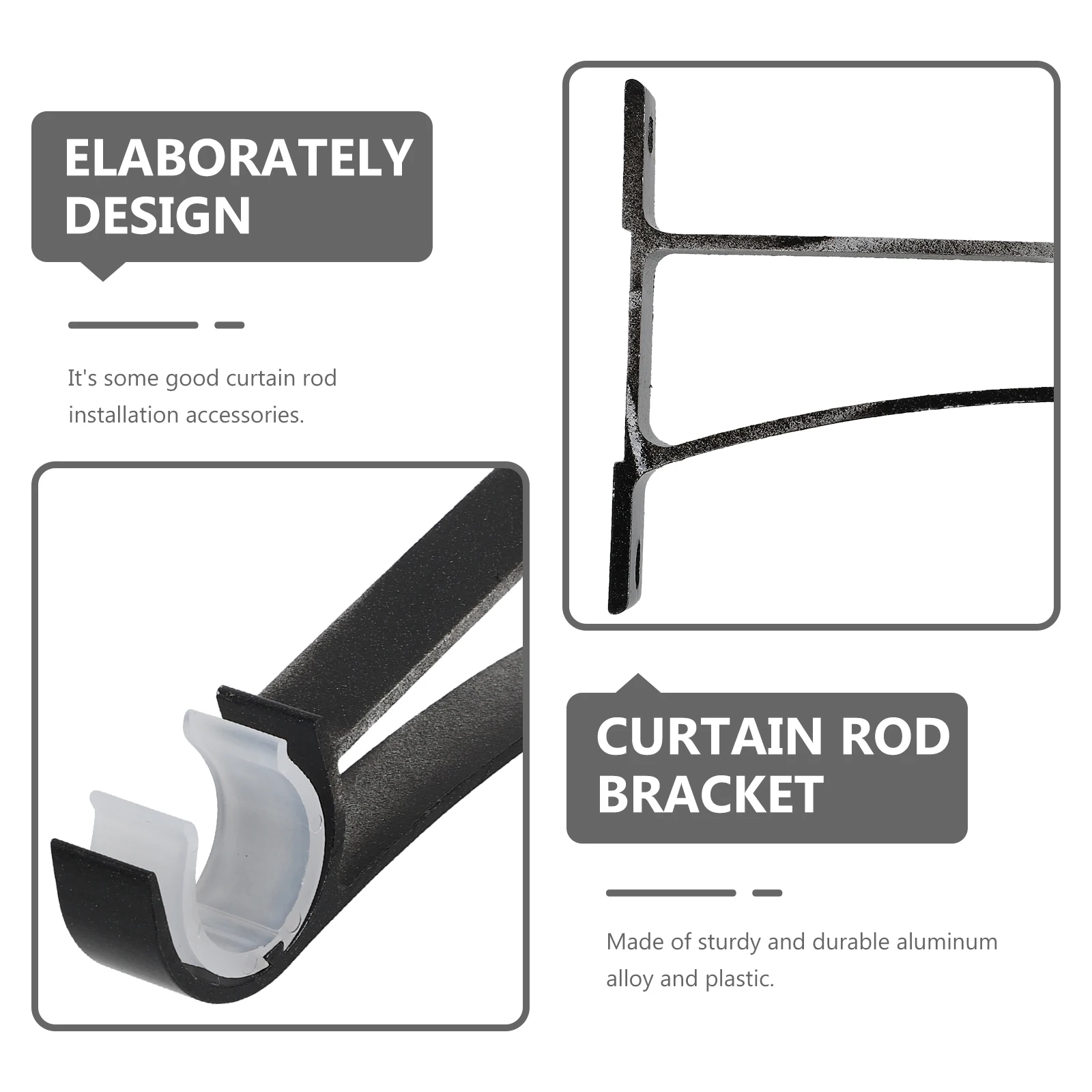

1 set Adjustable Curtain Rod Bracket Holder Fixing Rack for Home Office Hotel Aluminum Alloy Easy Install Ceiling Mount