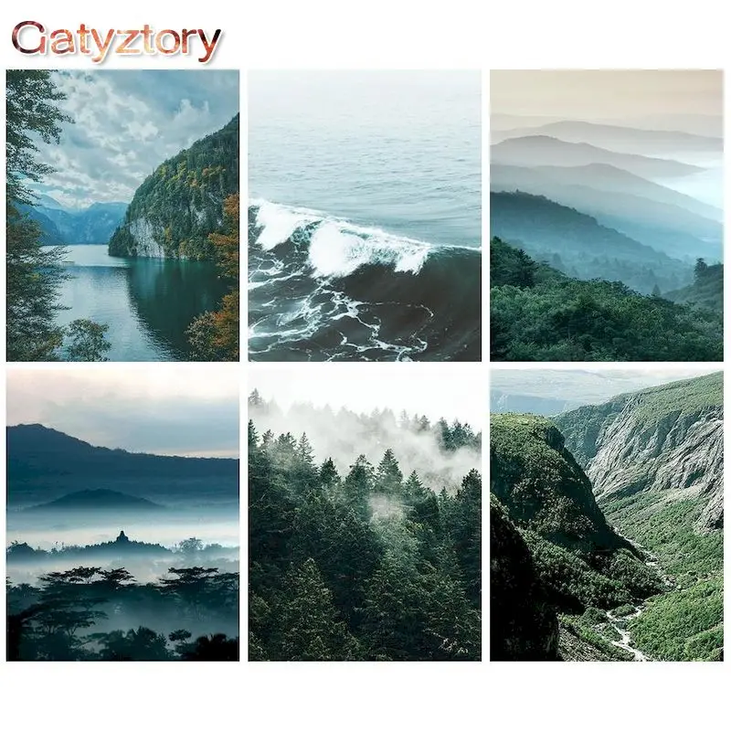 

GATYZTORY Painting By Number Natural Scenery For Adults Picture By Numbers Paint On Canvas DIY Frame Home Decoration