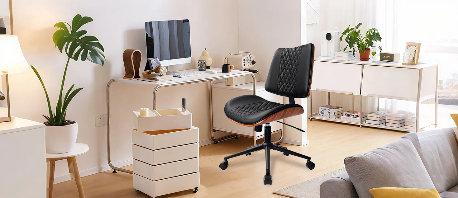 Durrafy Walnuss-Bürostuhl, ergonomischer Netz-Computerstuhl mit Lendenwirbelstütze für Home-Office-Arbeitsplatz, bequemer Drehstuhl – Detail 6
