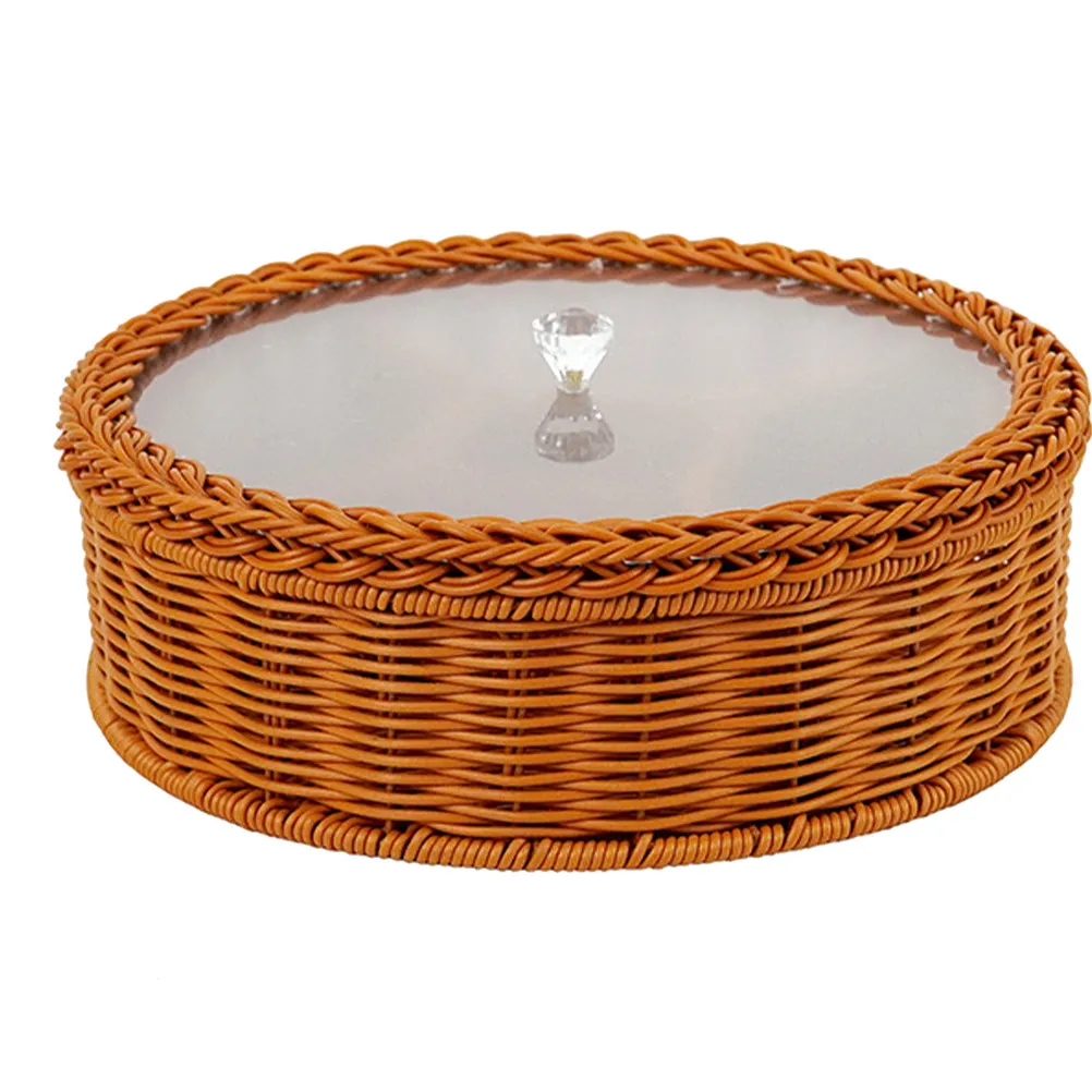 Rustic Handwoven Plastic Serving Tray with 5 Divided Compartments Ideal for Nuts Dried Fruits Candies Appetizers Snack