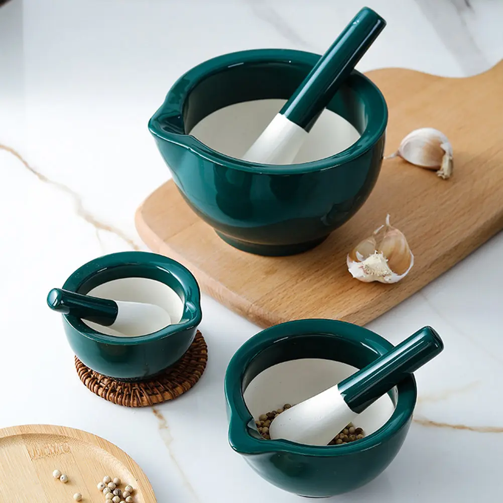 

1Set Ceramic Grinding Bowl Sturdy Manual Baby Food Grinder Multi-Functional Medicine Spices Crushing Tool Ceramic Grinding Bowl