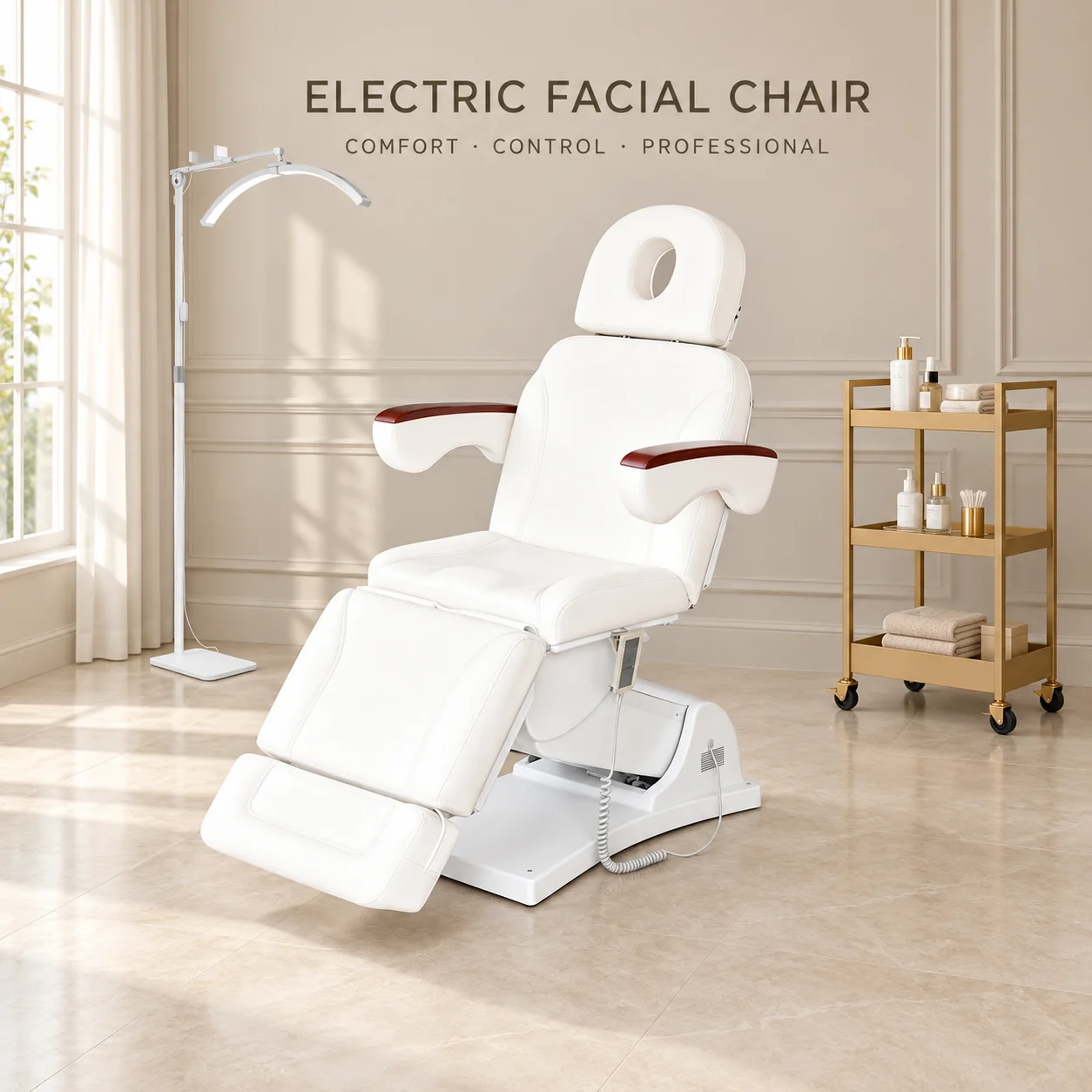Multifunction Electric Facial Treatment Couch Adjustable Height Tattoo Physiotherapy Bed With Face Cutout Salon Furniture