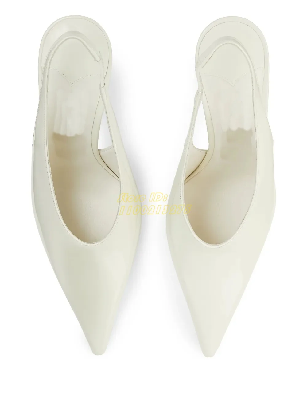 Slingback Back Water-drop Heels Pumps Sexy Pointy Toe Back Strap Slip On Runway Fashion Women Dress Shoes Solid White Grey Shoes