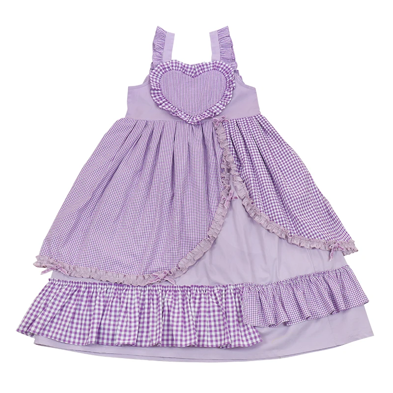 Robe d'été à bretelles violette pour fille, tenue de princesse à volants, taille haute, style victorien, kawaii, cosplay