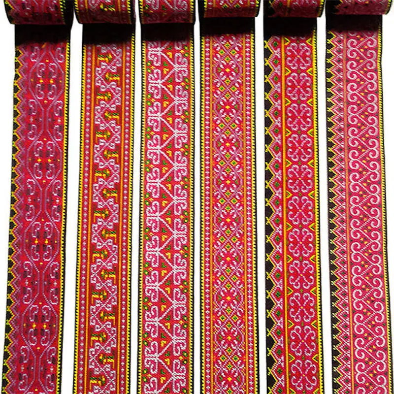 5yard Hmong Embroidery Jacquard Woven Webbing lLace Trim 5cm Dress Collar Decor Ribbon Tape Ethnic Tribal Miao Karen Boho DIY