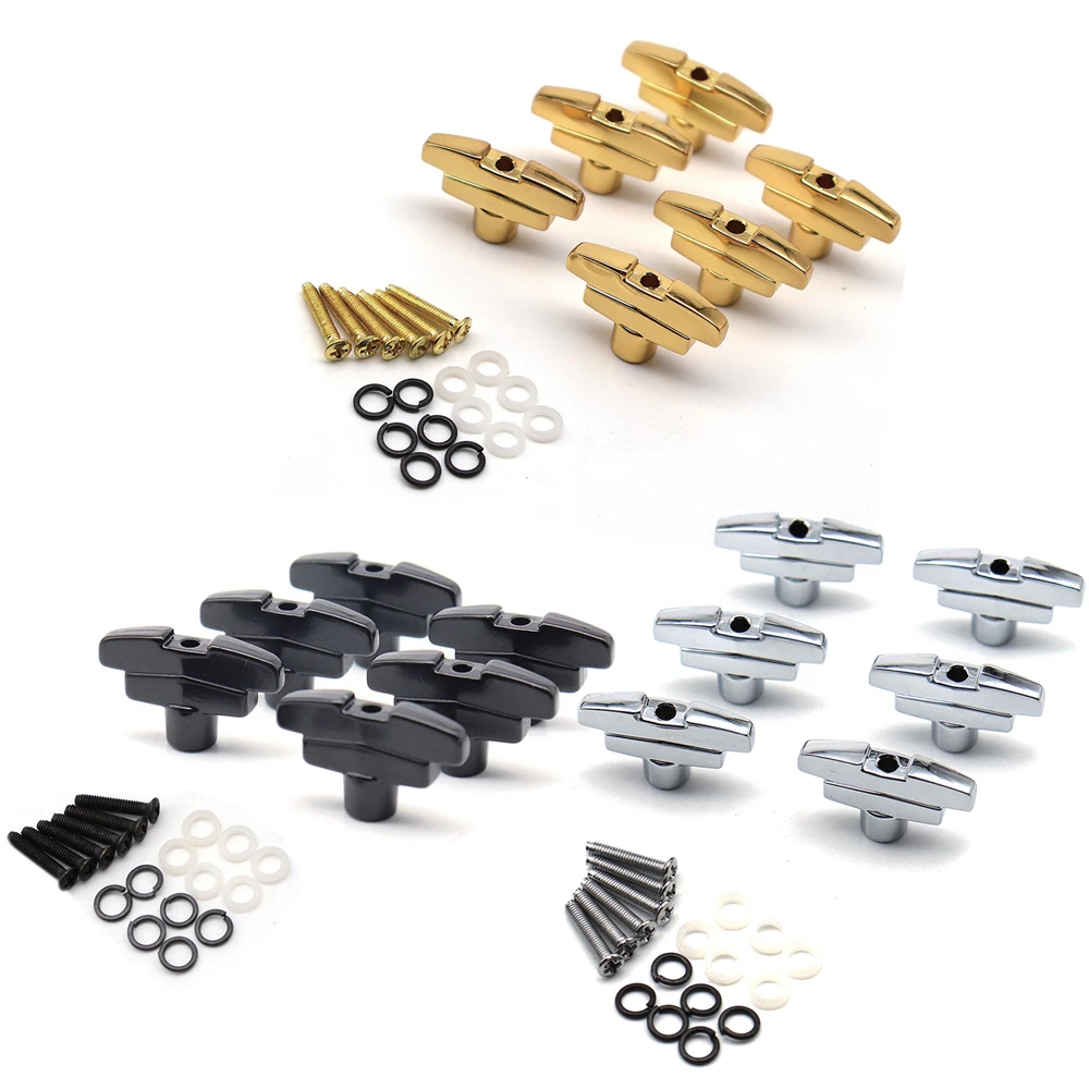 

6Pcs Guitar Button head hat handle Tuner handle Metal Tuning Key handle T Shaped Tuner Heads for Electric and Acoustic Guitar