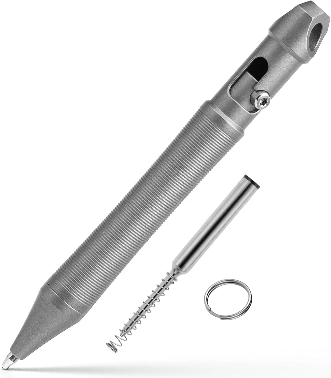 Titanium EDC Mini Ballpoint Pen,Bolt Action Pen, Metal Pocket Pen with 1pc Extra Replacement Refill, Heavy Duty Short Pen,Gifts