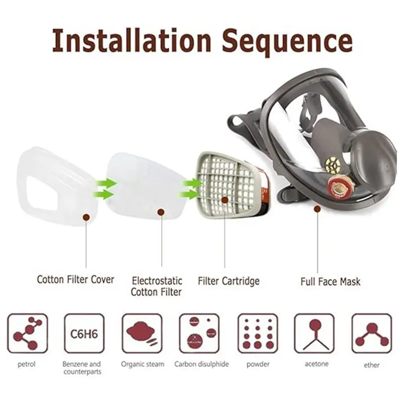DIGIT-Vapor Respirator Full Face Respirator Reusable,6800 Gas Mask For Particulate Filter