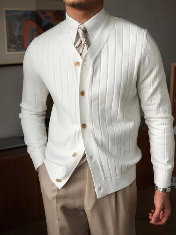 

Мужской вязаный свитер с v-образным вырезом, приталенный кардиган на пуговицах, однотонный повседневный модный осенне-зимний длинный топ све