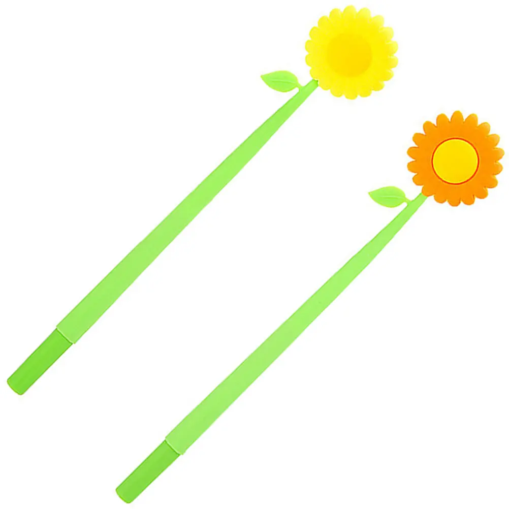 2Pcs Creative Sunflower Shaped Ink Pens Fine Point Gel Pens for Students School Office Writing Stationery Portable Fun