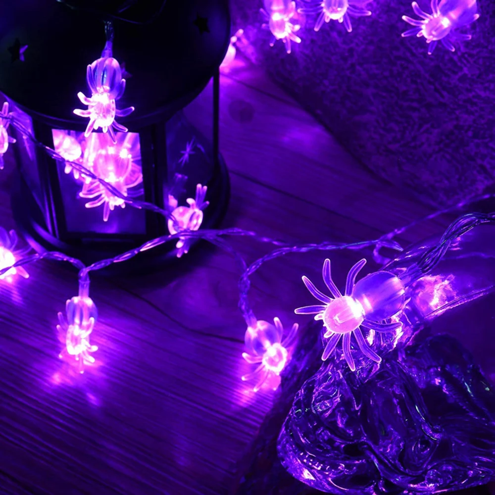 Halloween Purple Spider Light String Realistic and Strong Practicability Suitable for Ball Carnival Party