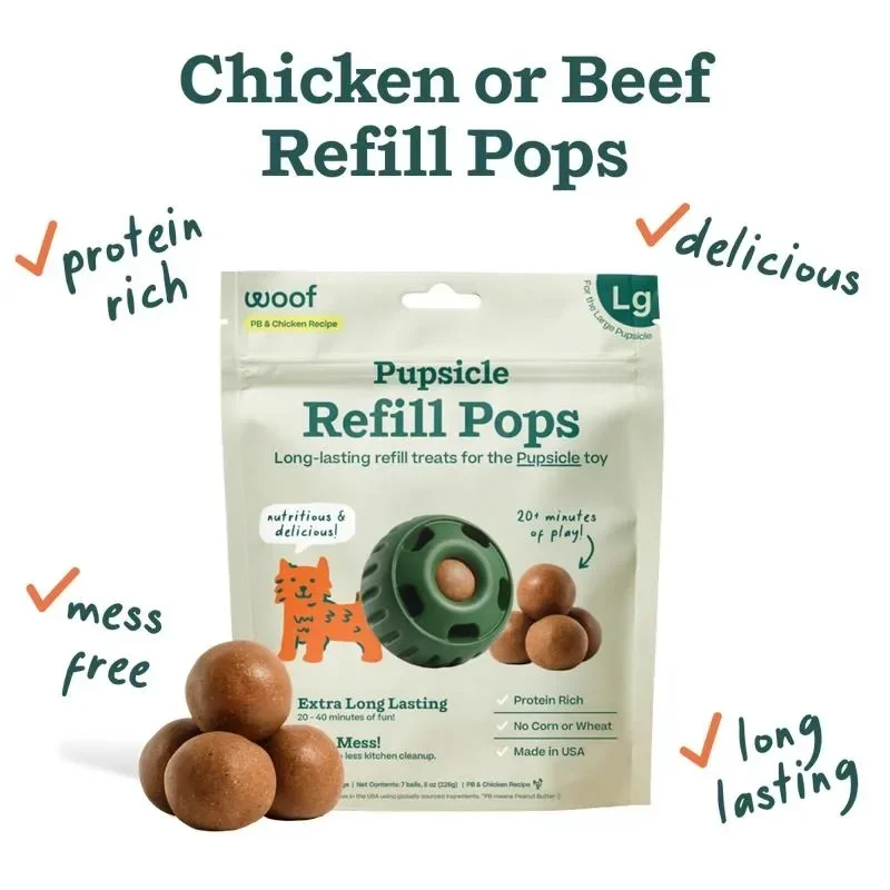 Woof Pupsicle - Refillable Chewtoy Treat Dispenser- Starter Pack