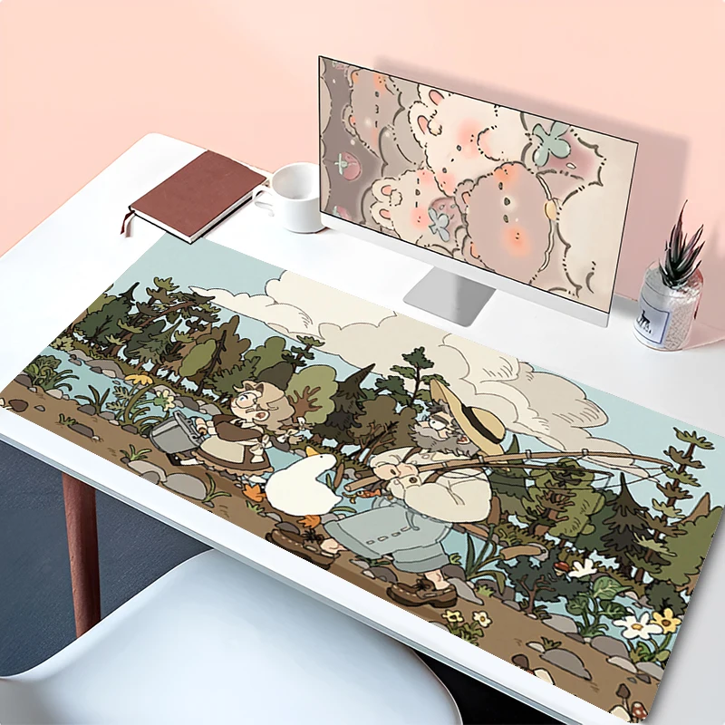 Muismat PC-accessoires Toetsenbord Pad Bureau Mat Muismat Natuurlijk rubber Antislip Gaming Retro Illustratie Uitgebreide pad