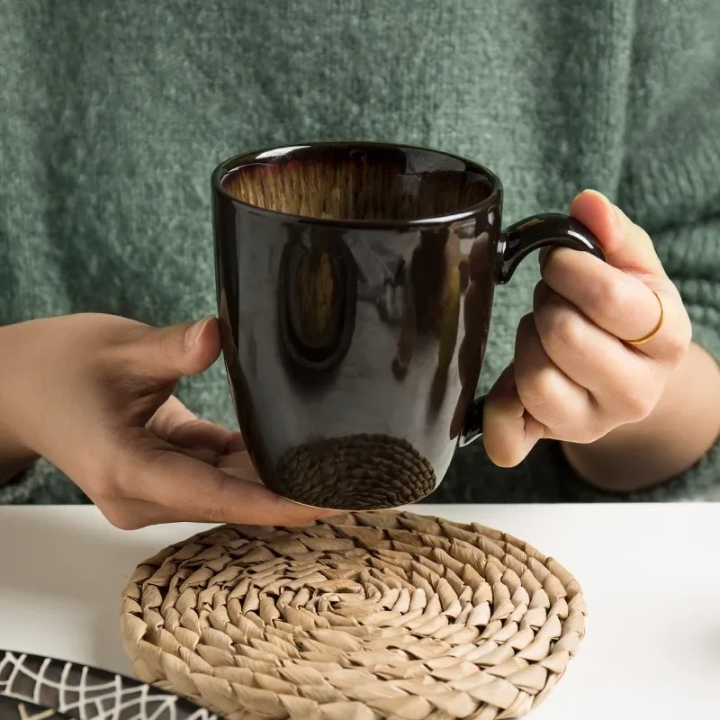 Matte Black Ceramic Mug, Gradient Interior Coffee Cup, Nordic Style Home Office Drinkware Gift for Daily Use
