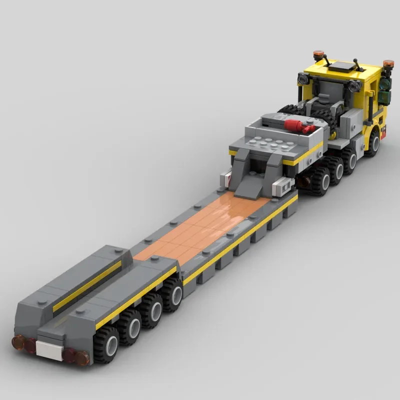 MOC- 192687   Konstrukcja Heavy Duty Low Loader Model klocków konstrukcyjnych 582 Części MOC Kreatywny chłopiec Urodziny Zabawka z klocków Prezent