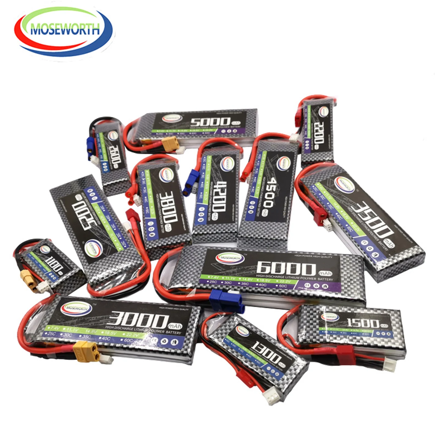 Moseworth 7,4 V 1300 mah 2200 mah 3300 mah 4200 5200 mah 6000 mAh 25C 30C 35C 40C 60C RC Flugzeug LiPo Batterie Für RC Drone Auto Boot